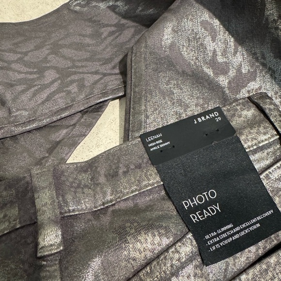 NWT J Brand LEENAH High-Rise Ankle Skinny Photo Ready Python Silver / 29 - Picture 5 of 11